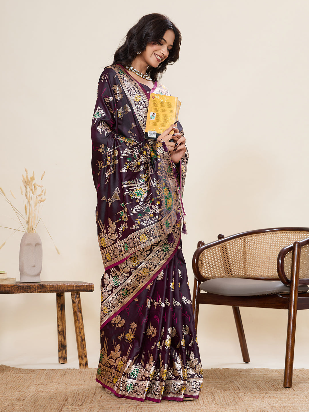 Purple Two Tone Satin Silk Saree