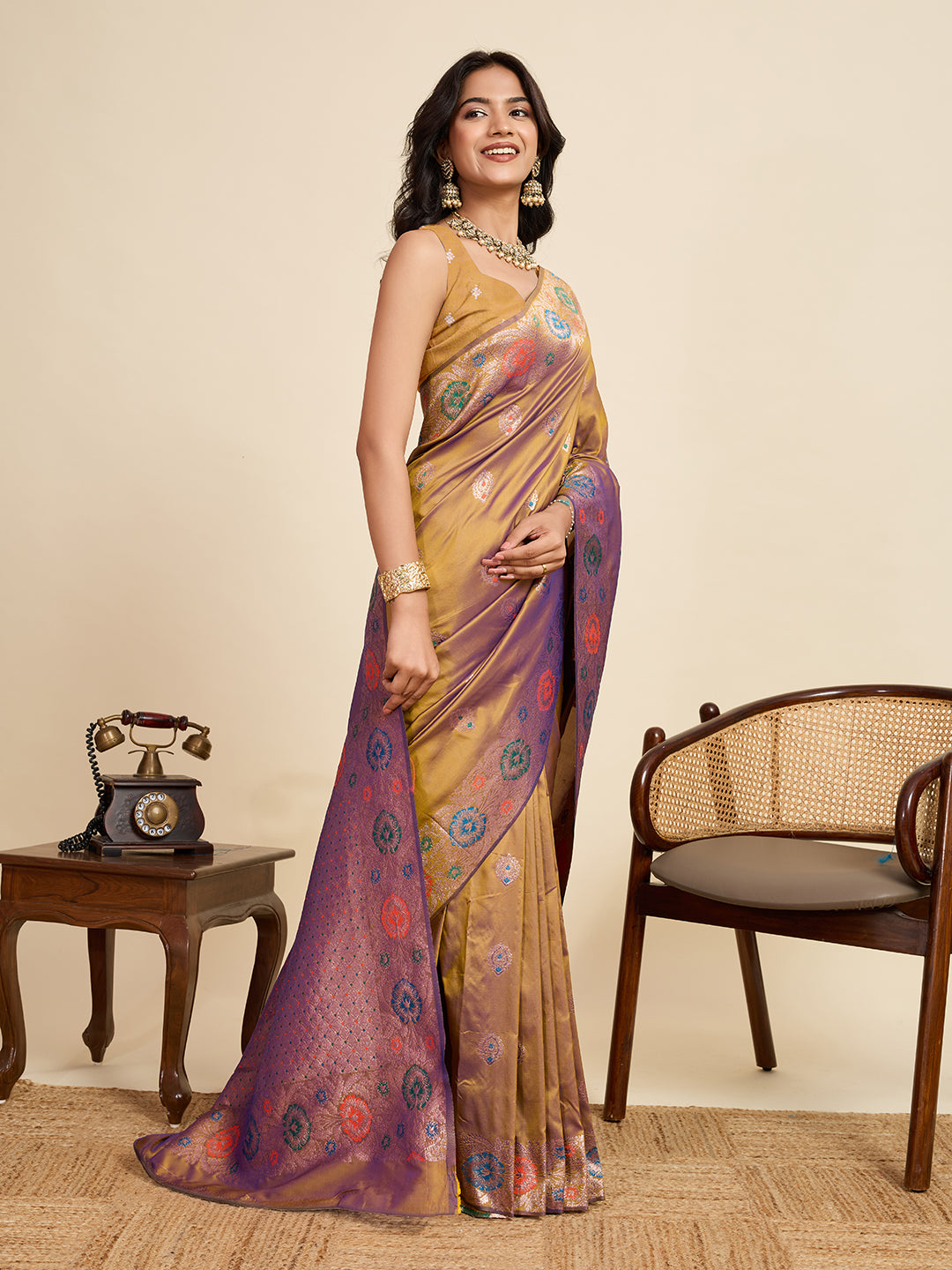 Golden Yellow Soft Silk Saree