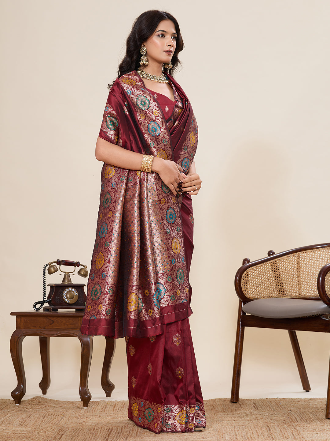 Maroon Soft Silk Saree