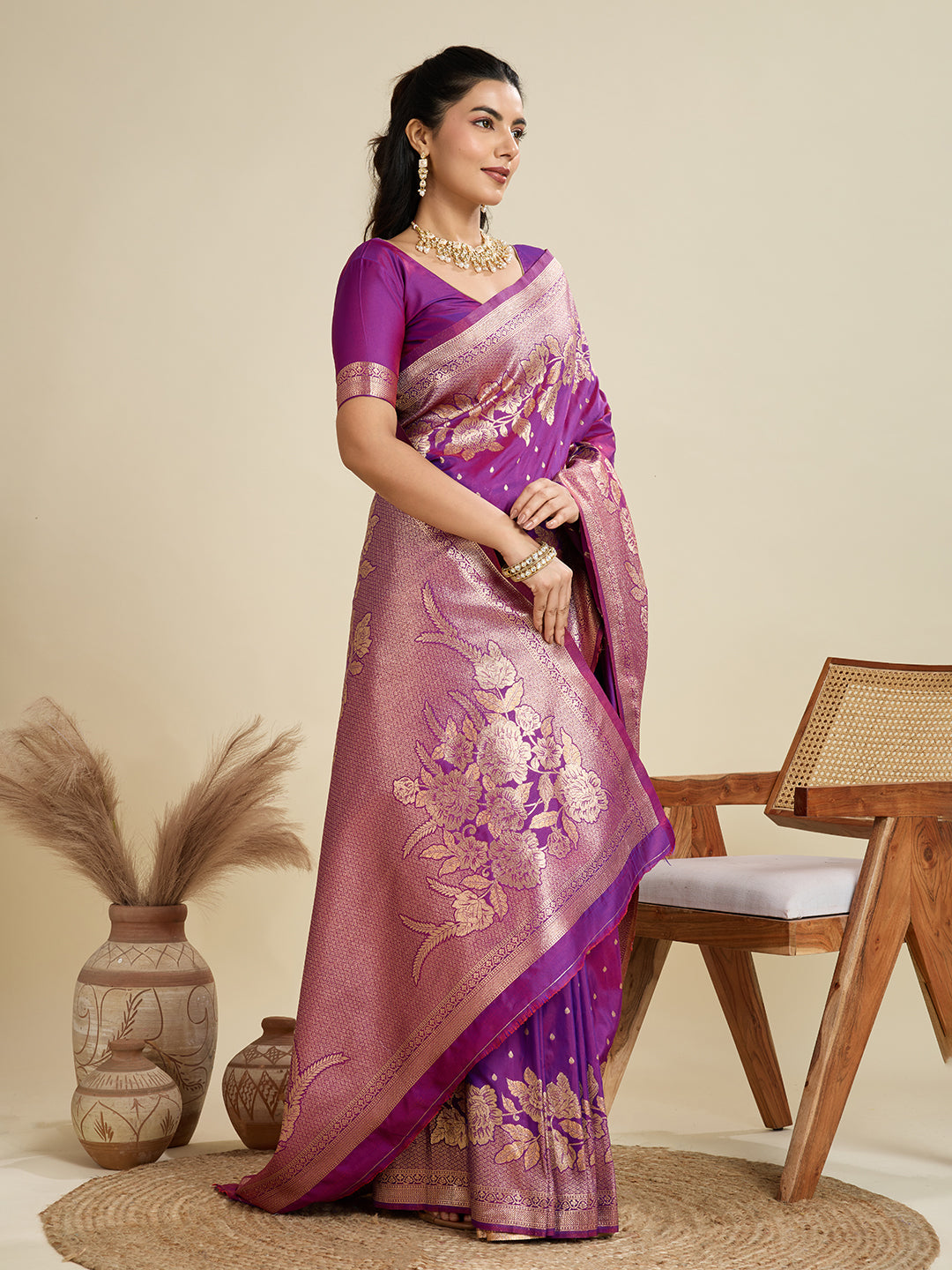 Purple Kanjivaram Silk Saree