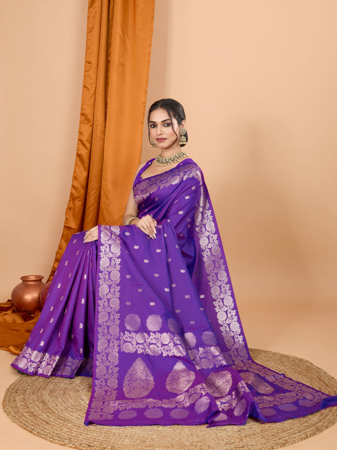 Lavender Banarasi Silk Saree