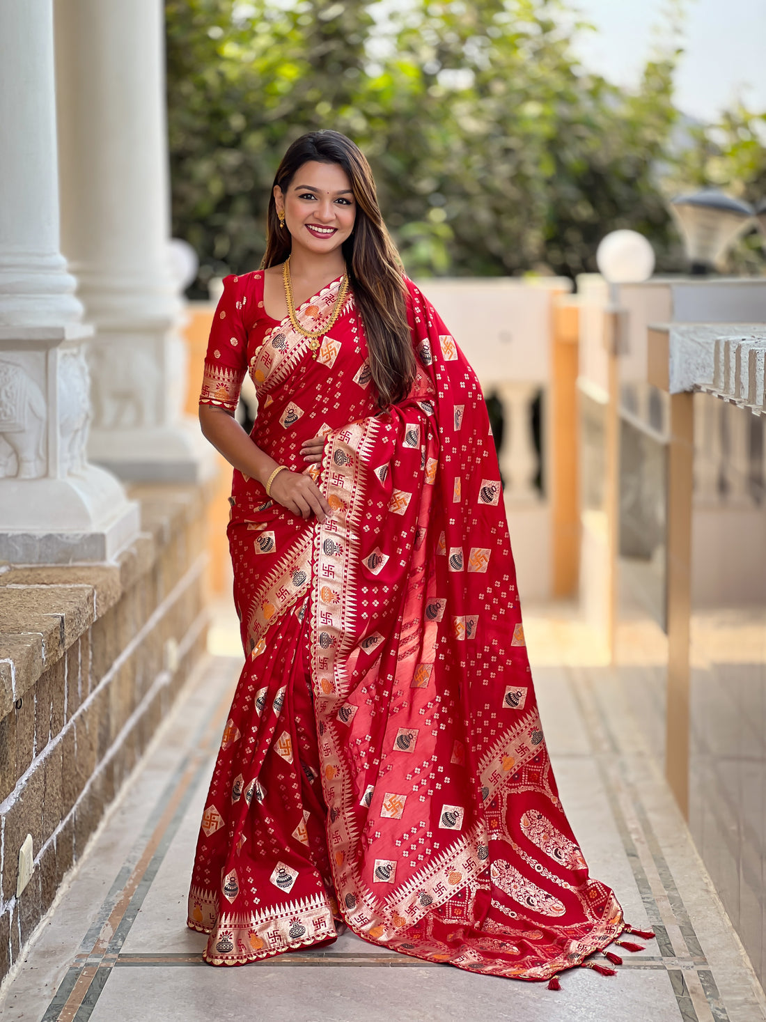 Red Dola Silk Saree