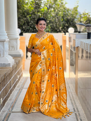 Yellow Dola Silk Saree