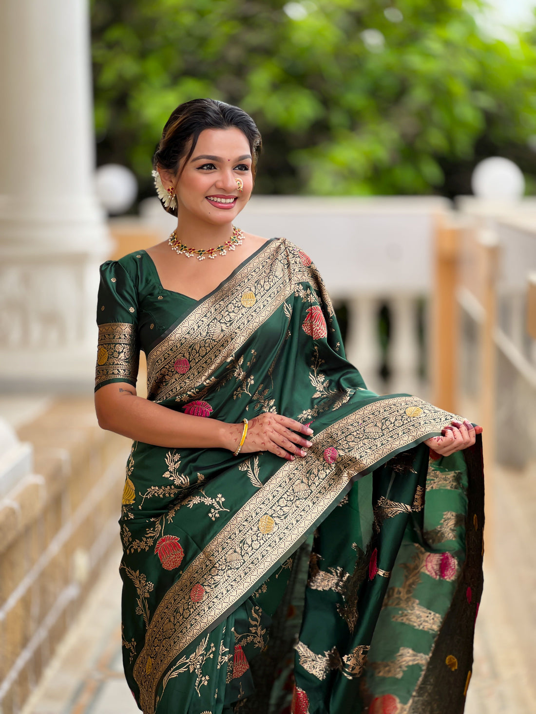 Latest Design Green Banarasi Silk Saree