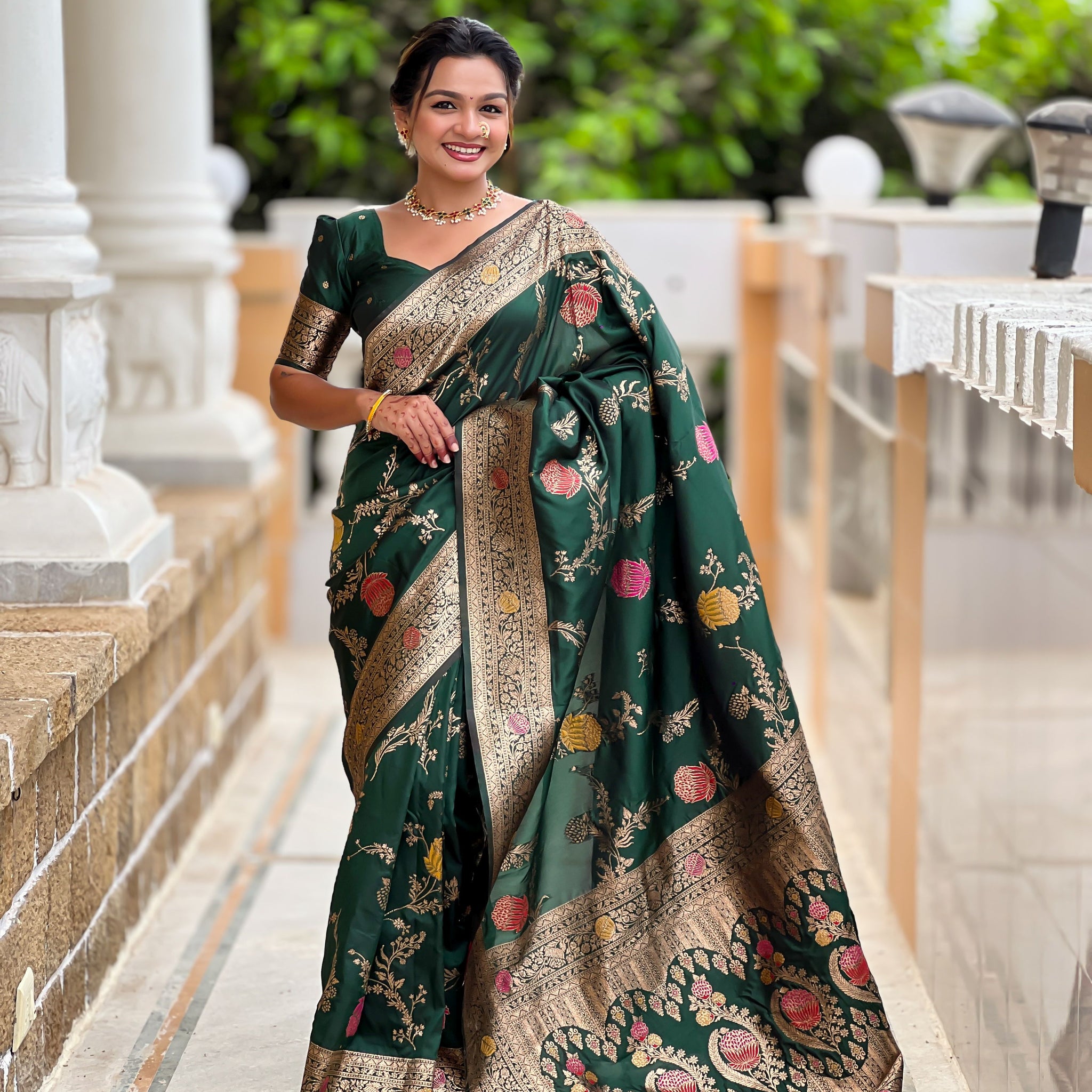 Latest Design Green Banarasi Silk Saree