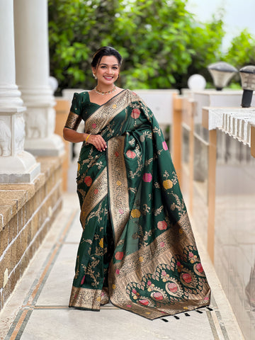 Latest Design Green Banarasi Silk Saree