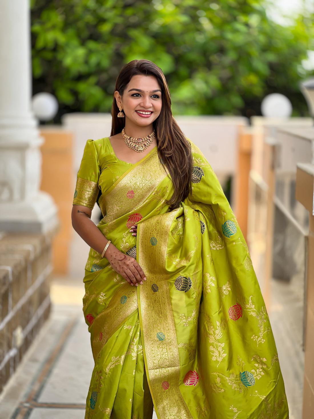 Aqua Green Banarasi Silk Saree