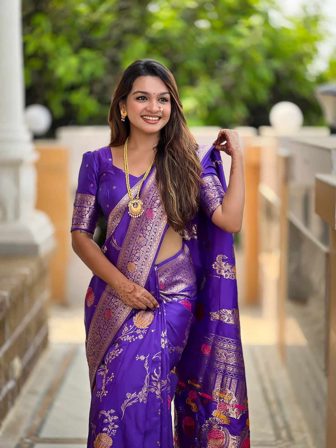 Purple Banarasi Silk Saree