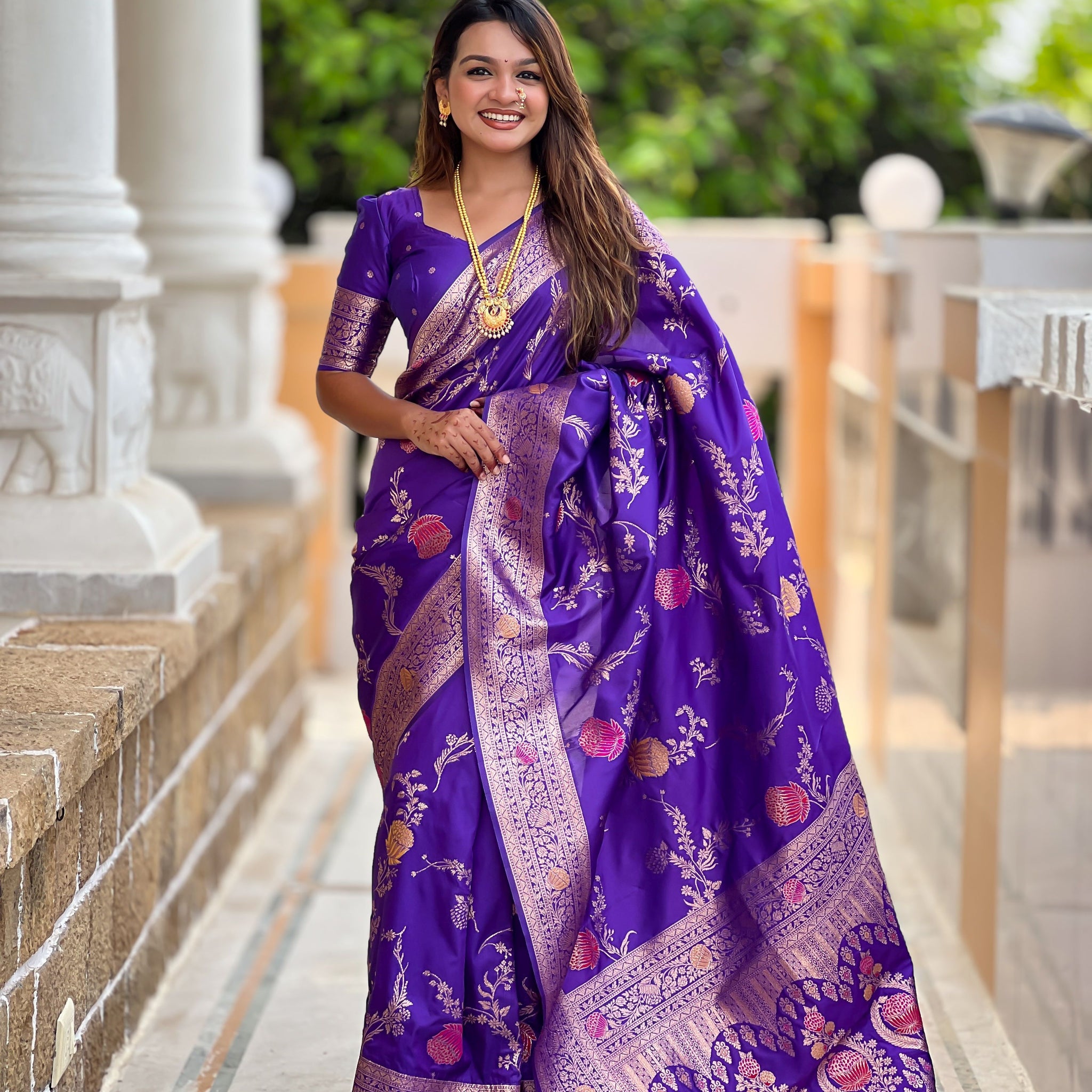 Purple Banarasi Silk Saree