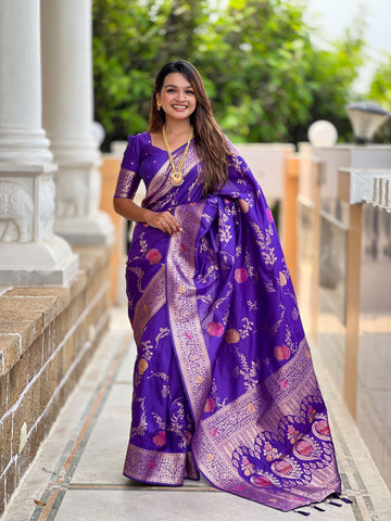 Purple Banarasi Silk Saree