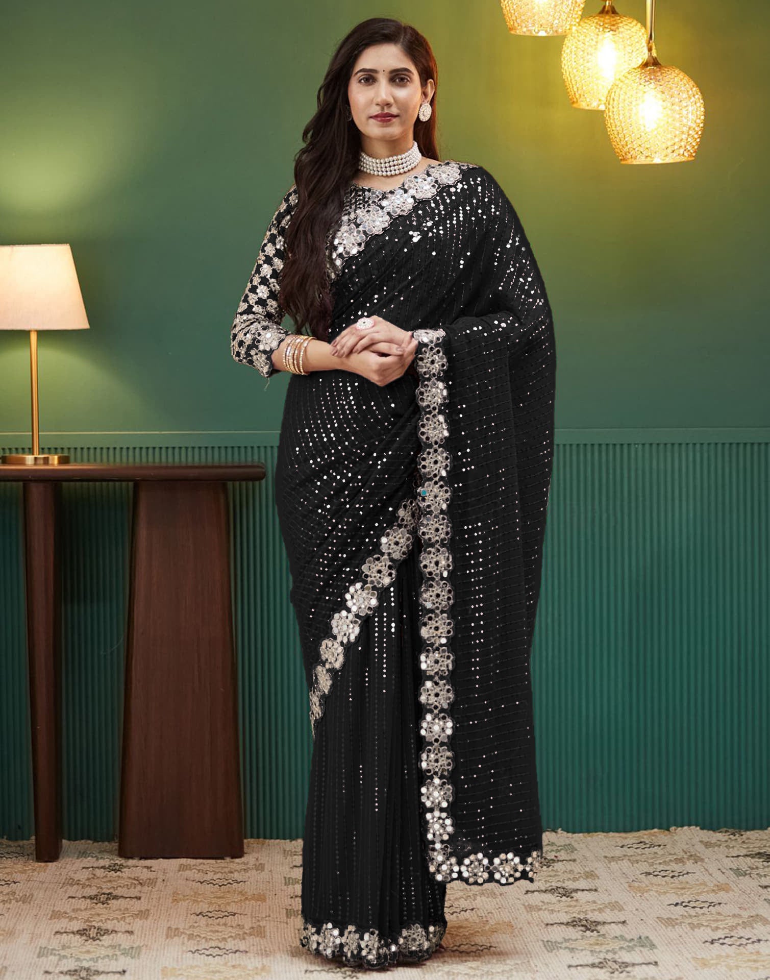 Black Georgette Saree