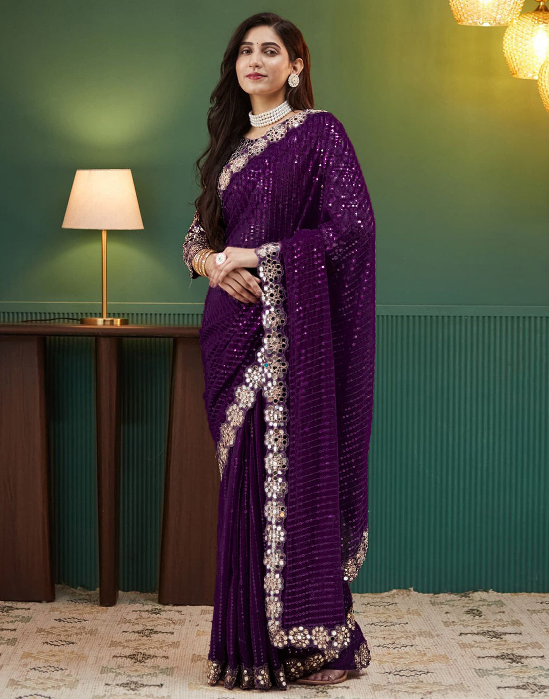 Wine Georgette Saree