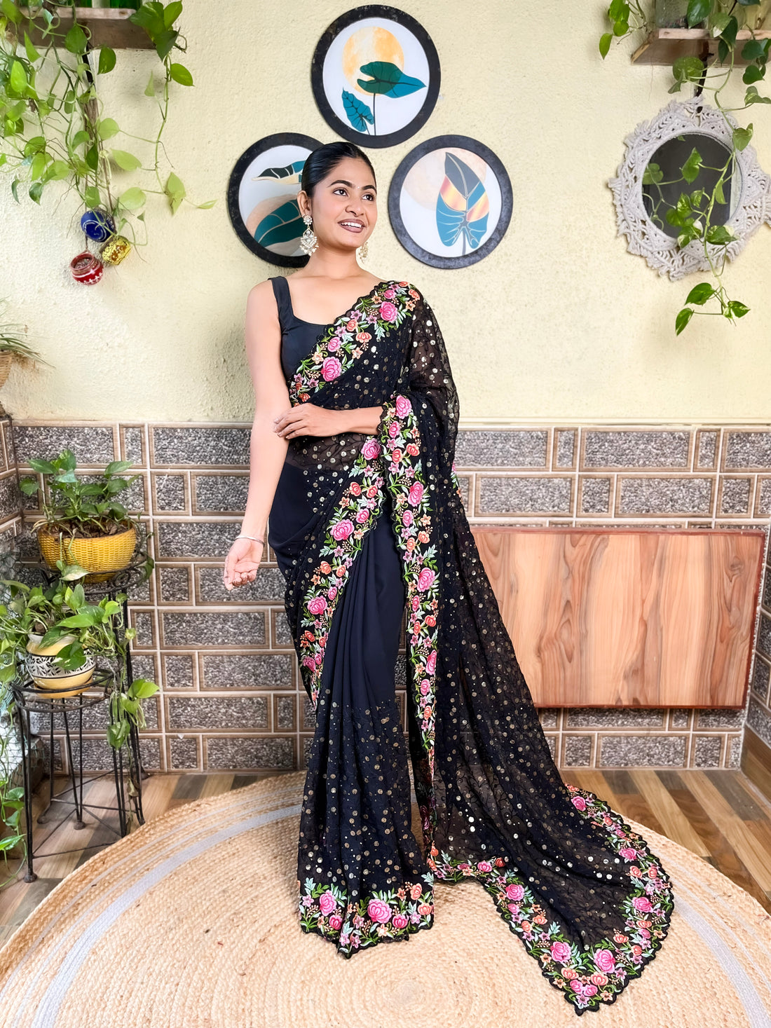 Designer Black Georgette Saree