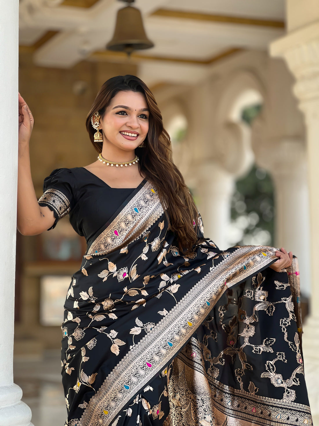 Black Banarasi Silk Saree
