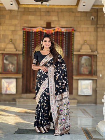 Black Banarasi Silk Saree