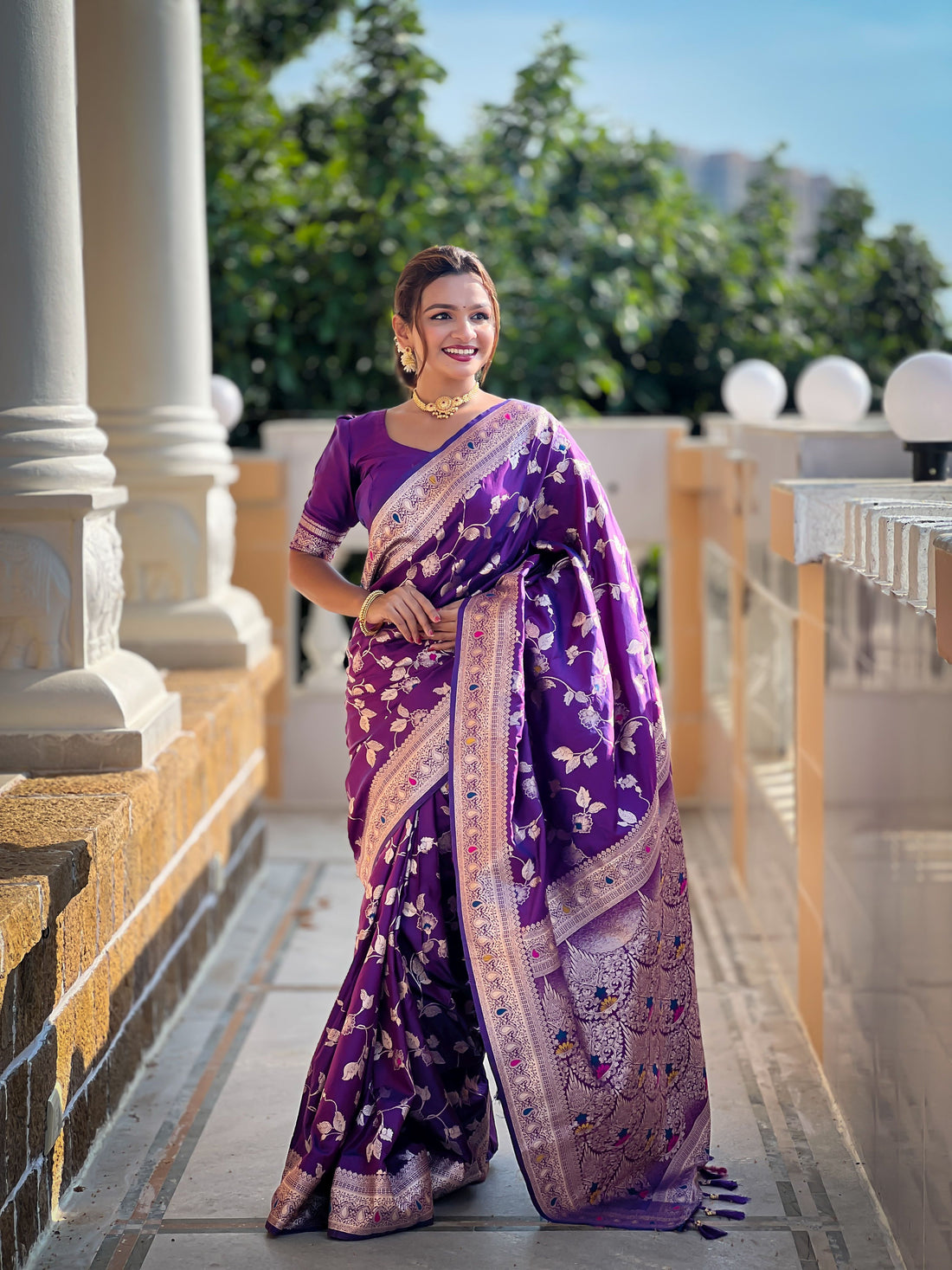 Purple Banarasi Silk Saree
