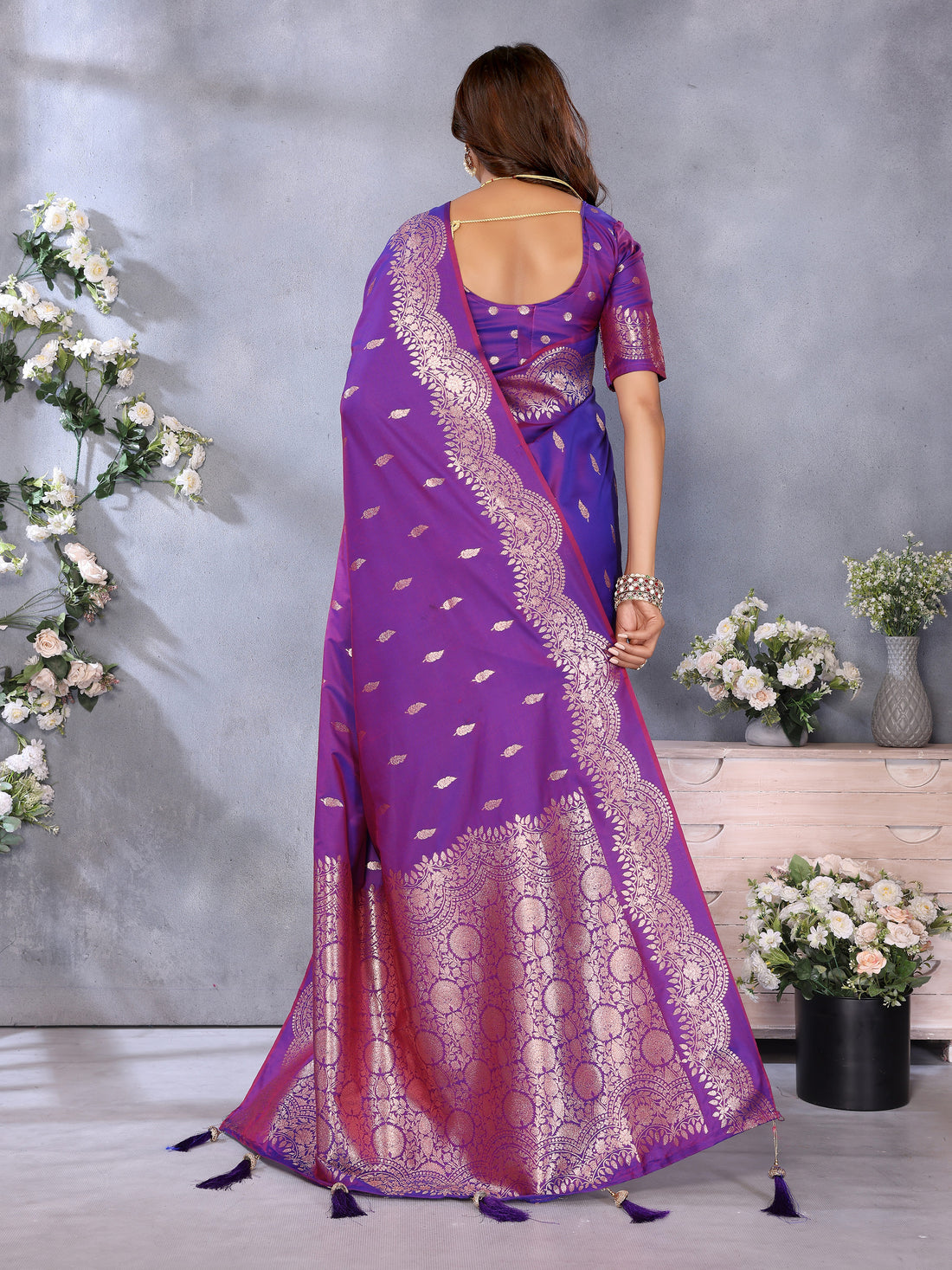Purple Banarasi Silk Saree