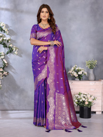 Purple Banarasi Silk Saree