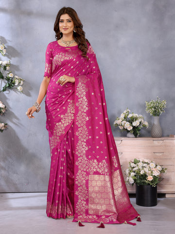 Pink Banarasi Silk Saree
