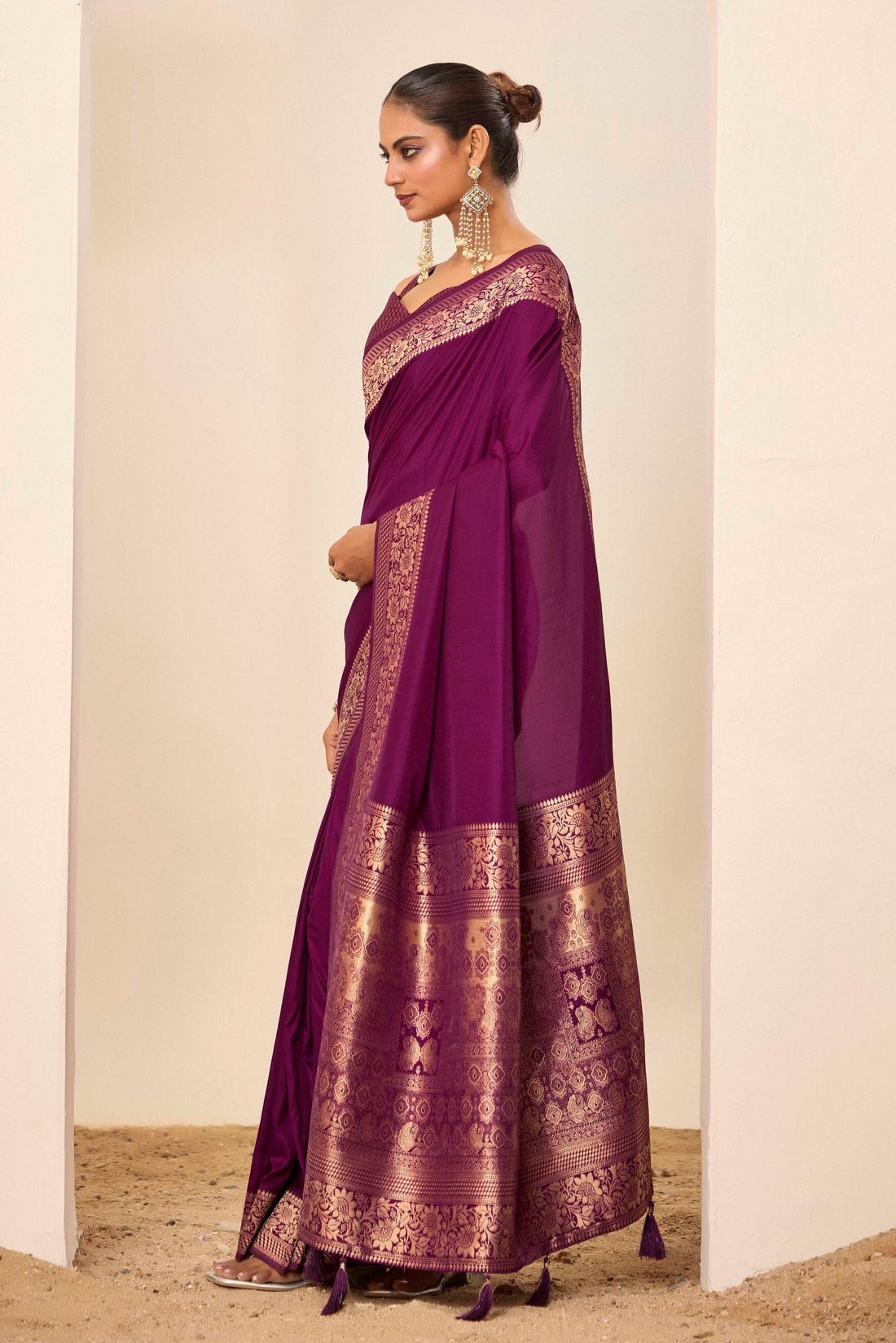 Wine Dola Silk Saree