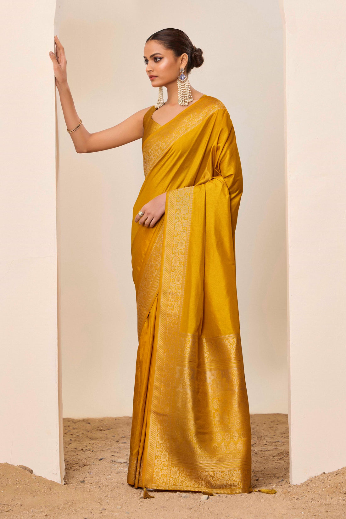 Yellow Dola Silk Saree