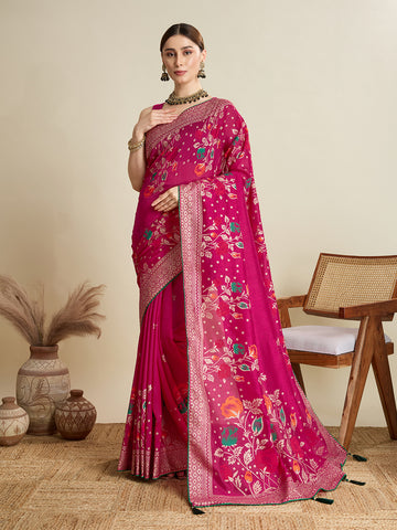 Magenta Pink Cotton Saree