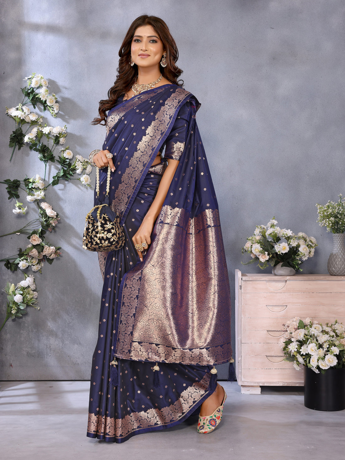 Blue Banarasi Silk Saree