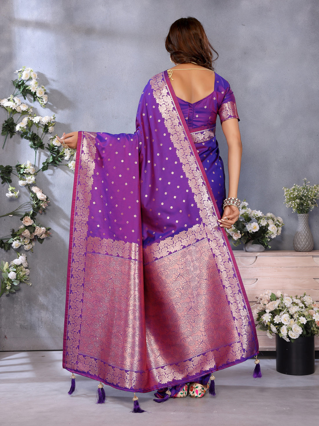 Purple Banarasi Silk Saree