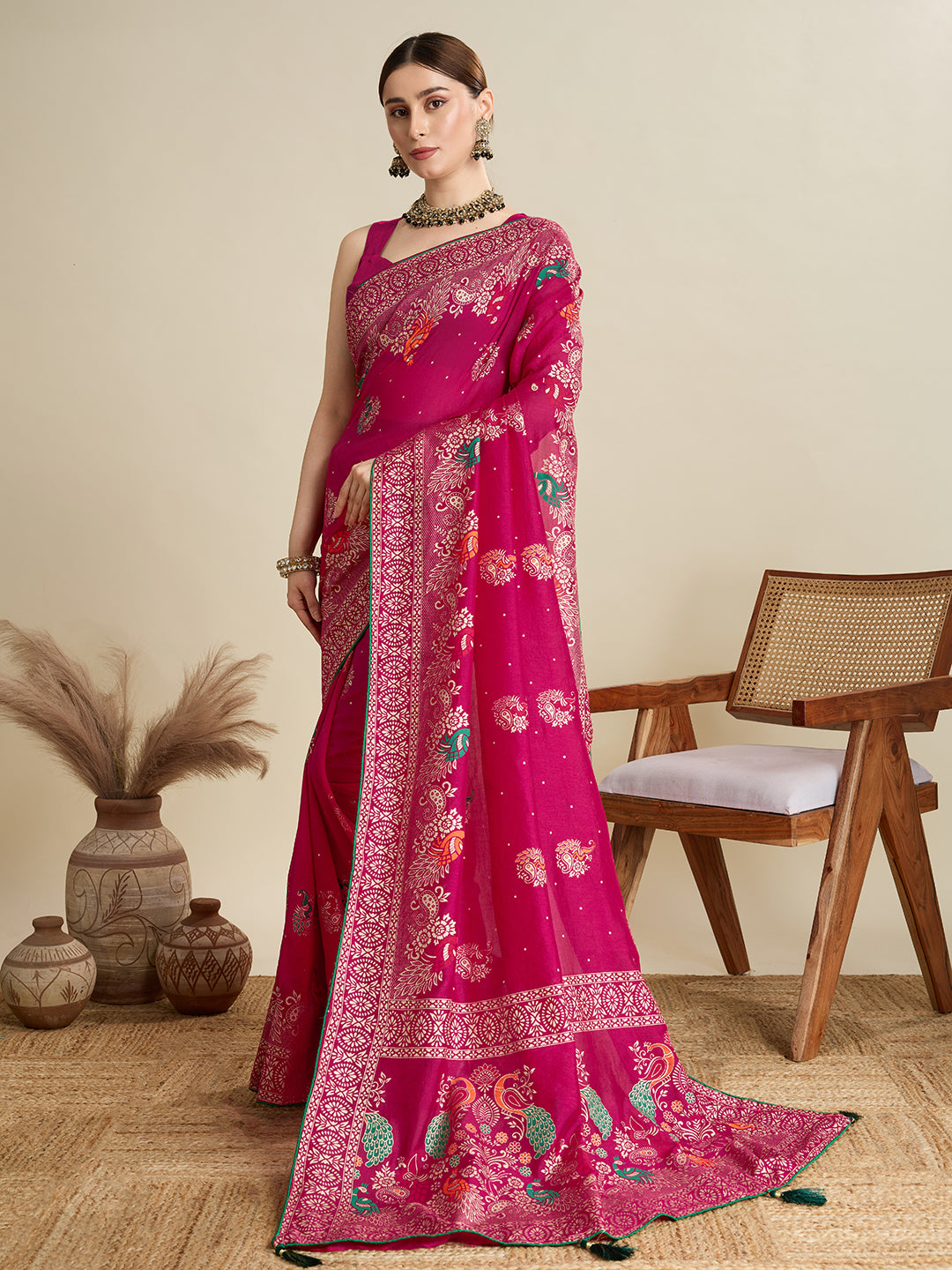 Pink Cotton Saree