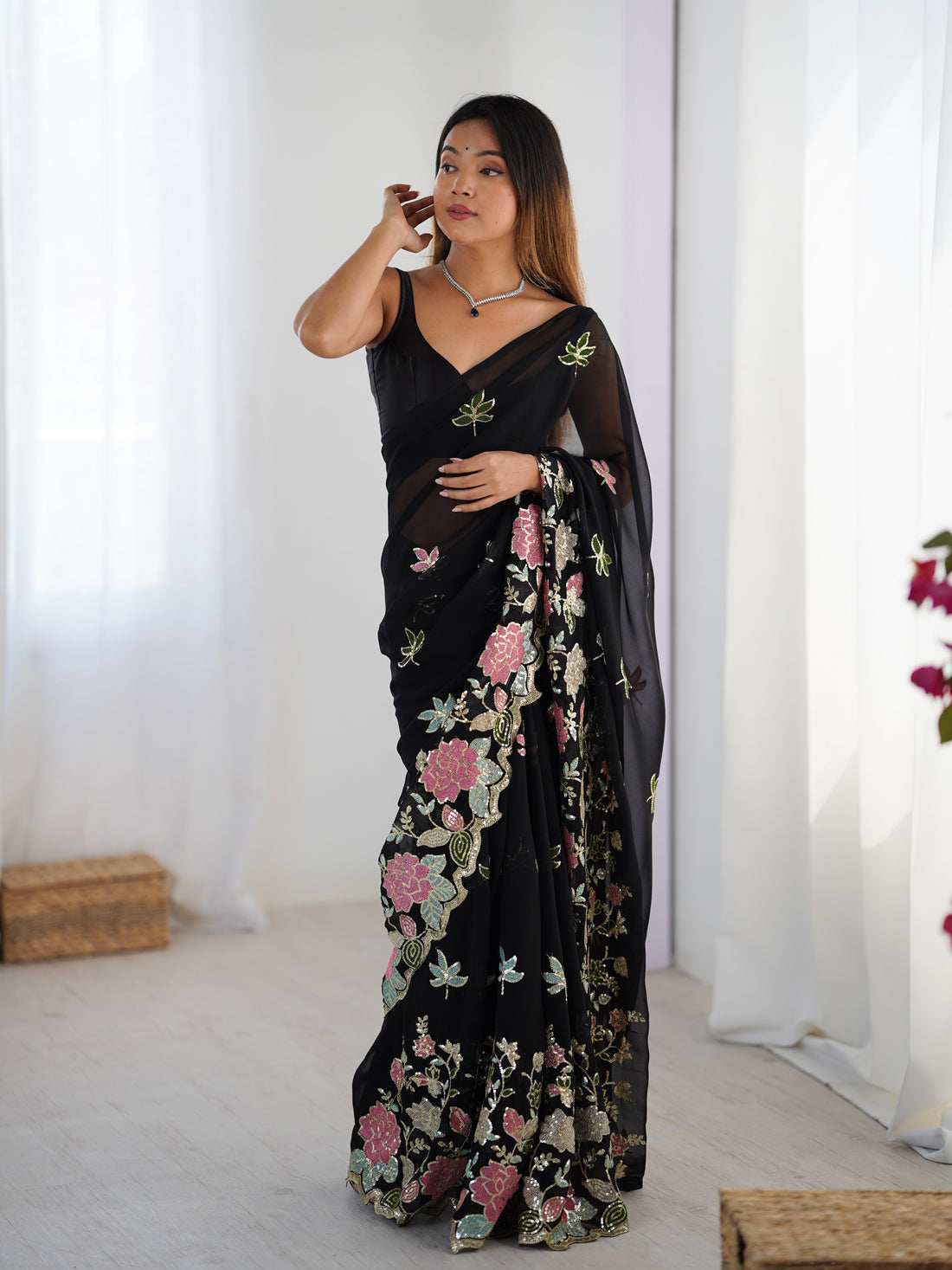 Black Georgette Saree