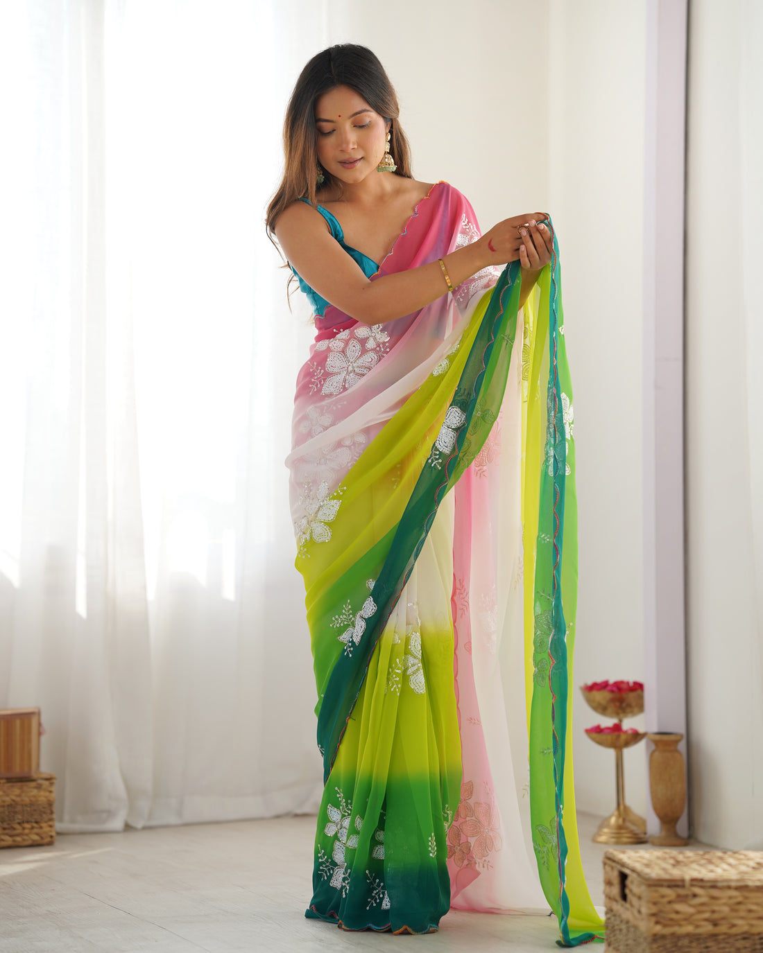 Green Georgette Saree