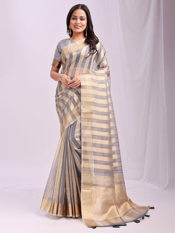 Grey Organza Saree