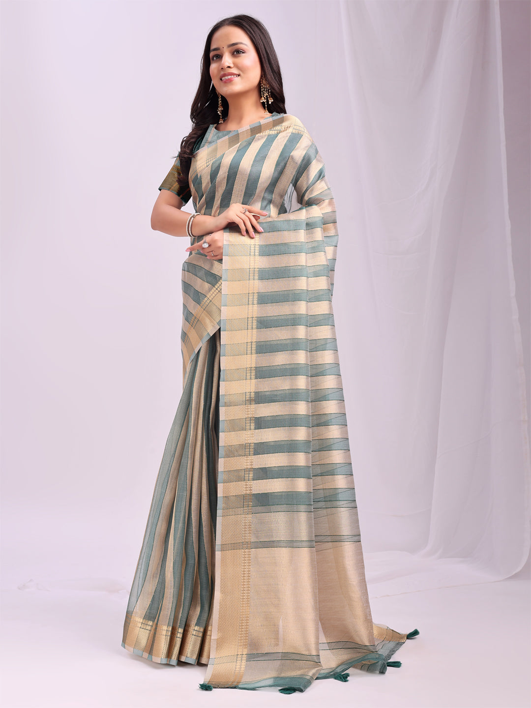 Green Organza Saree