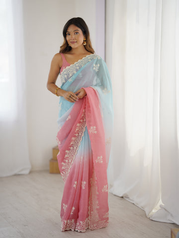 Rusty Pink Crunchy Silk Saree
