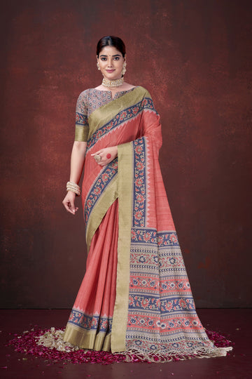 Red Habotai Silk Saree