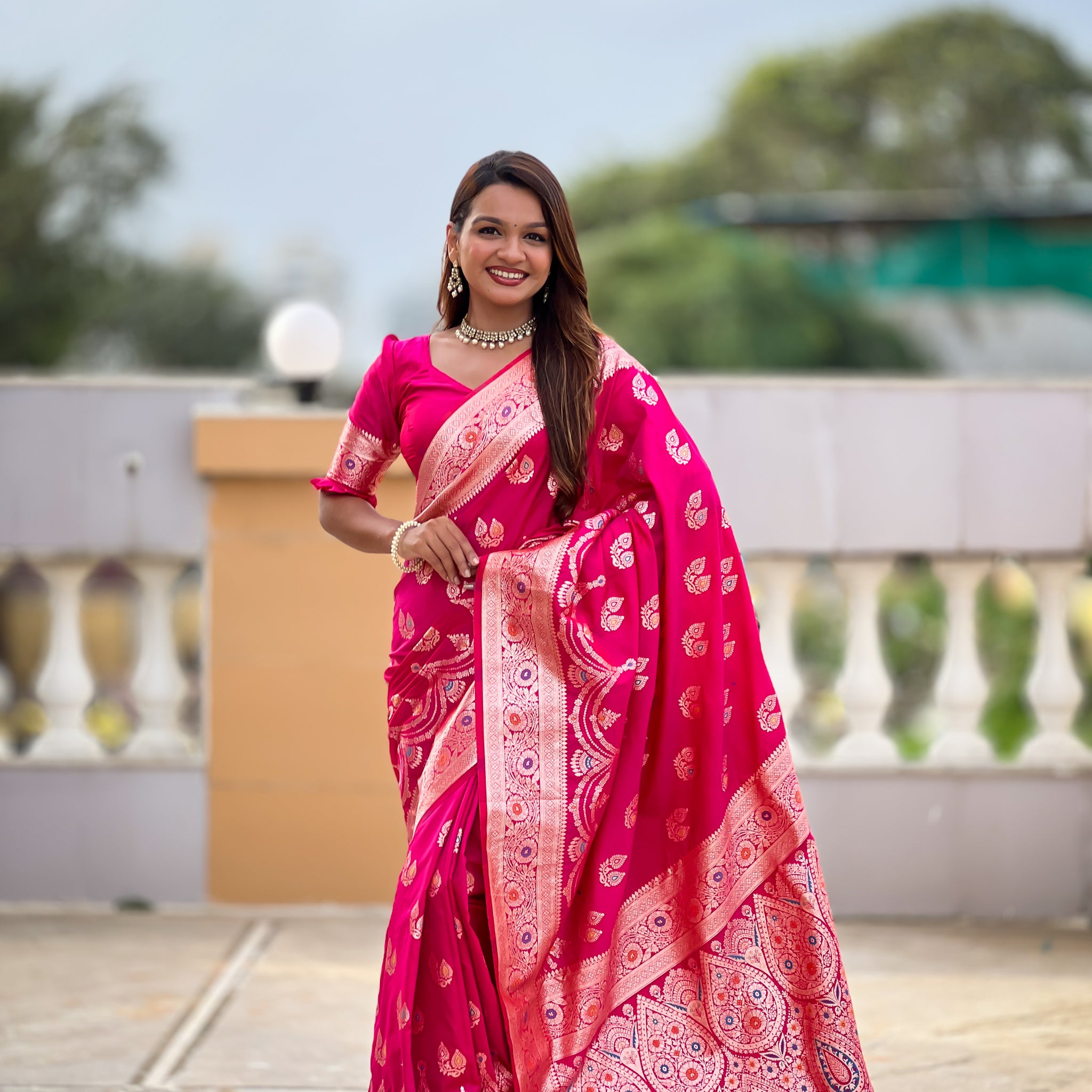 Pink Banarasi Silk Saree
