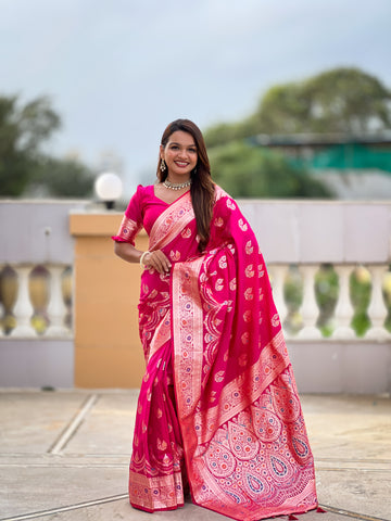 Pink Banarasi Silk Saree