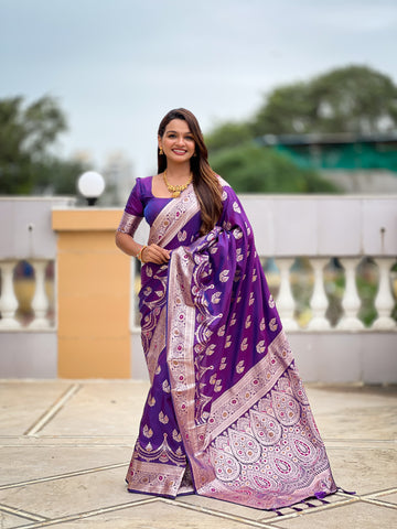 Violet Banarasi Silk Saree