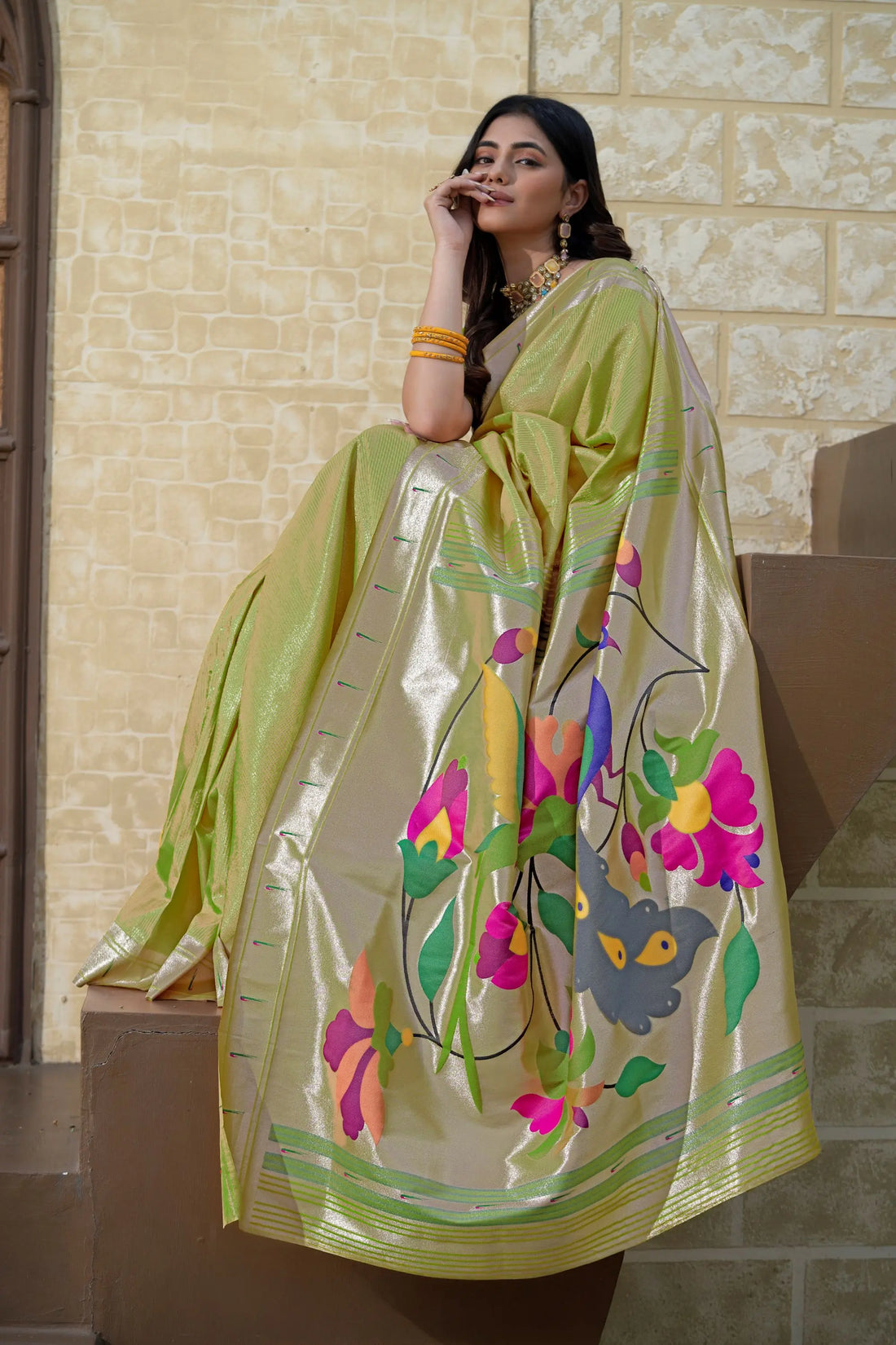 Green Paithani Silk saree