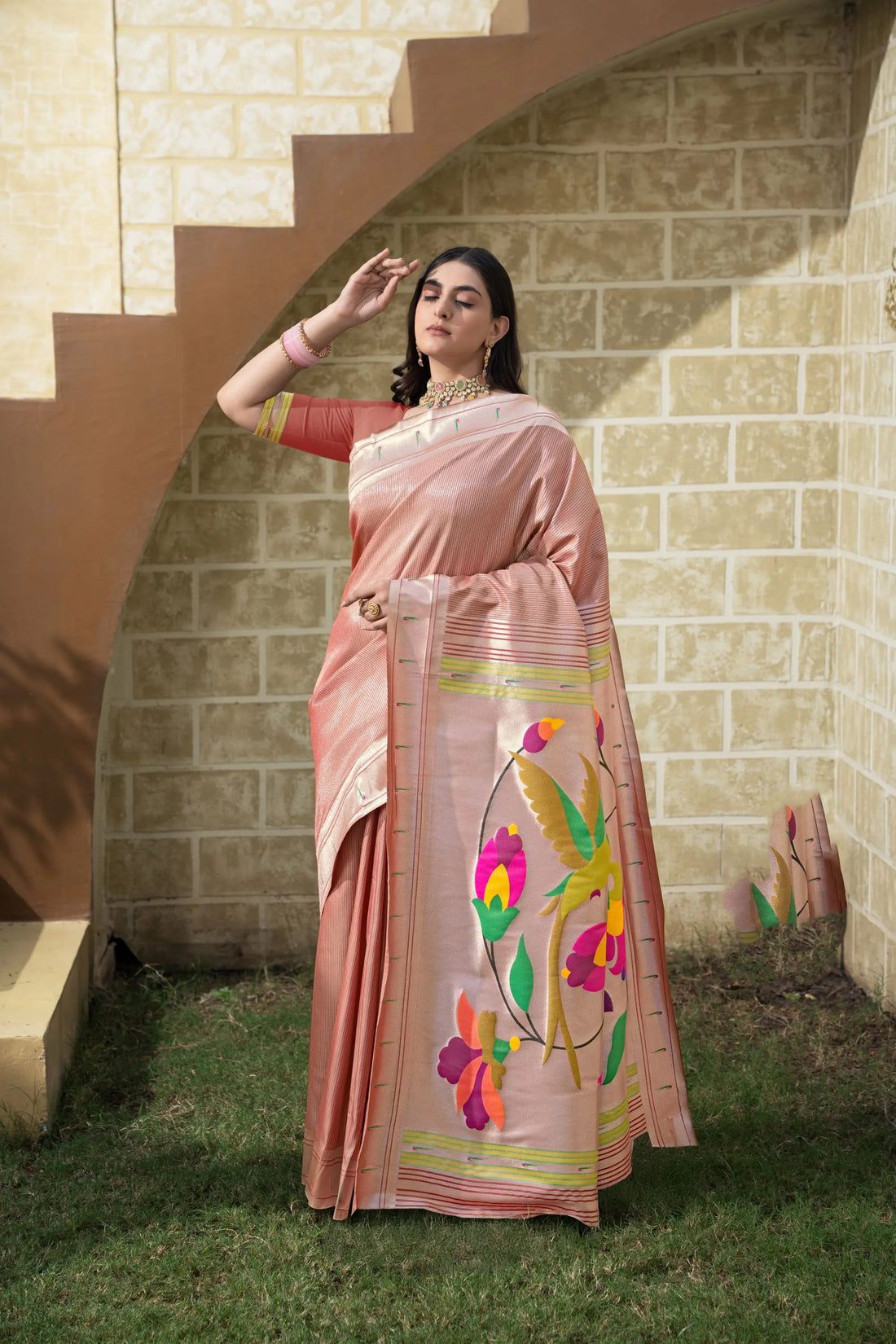 Maroon Paithani Silk saree