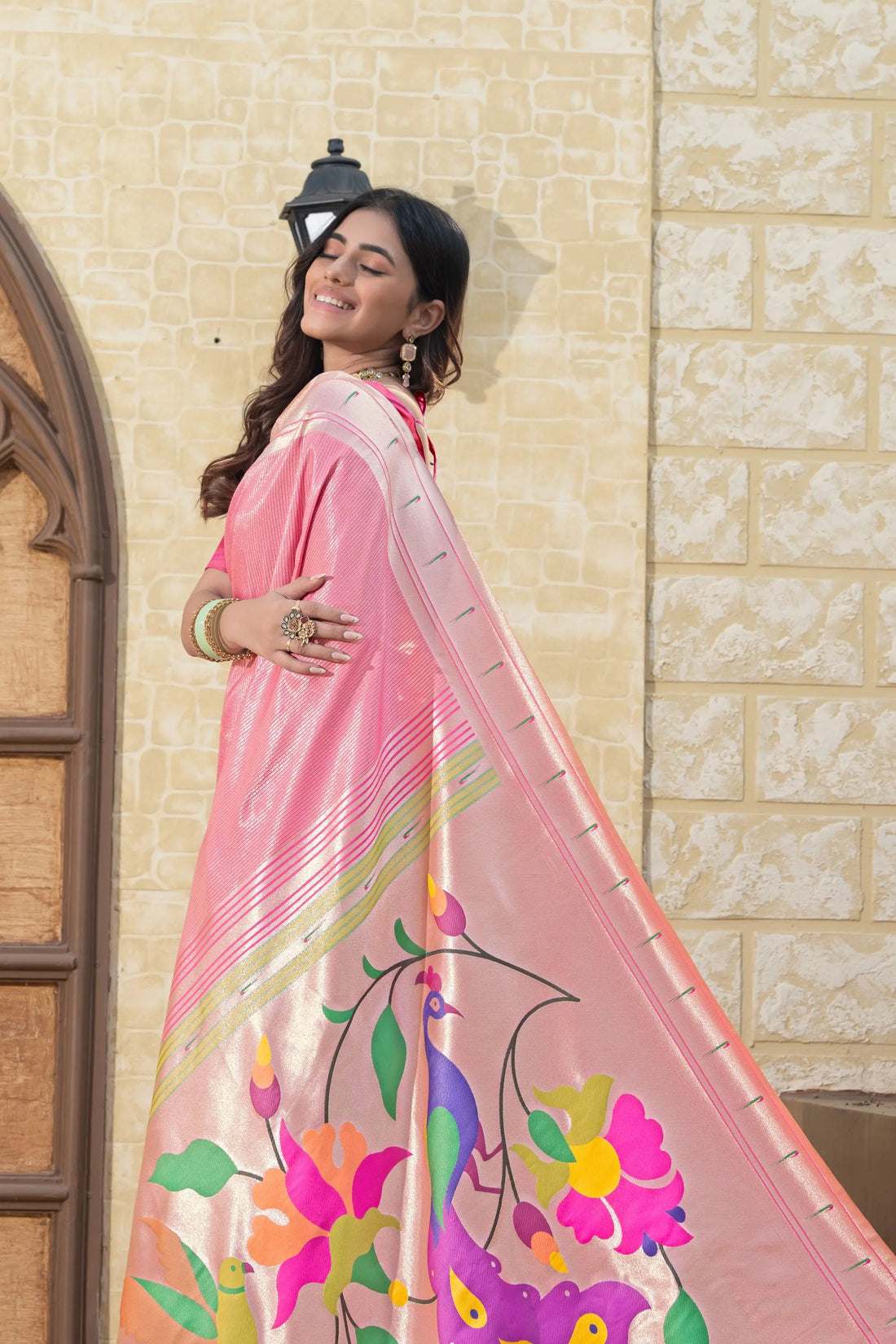 Pink Paithani Silk saree