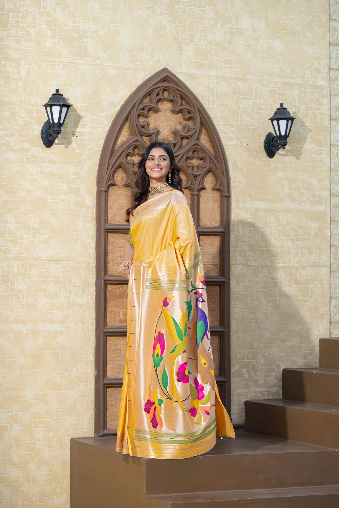 Yellow Paithani Silk saree