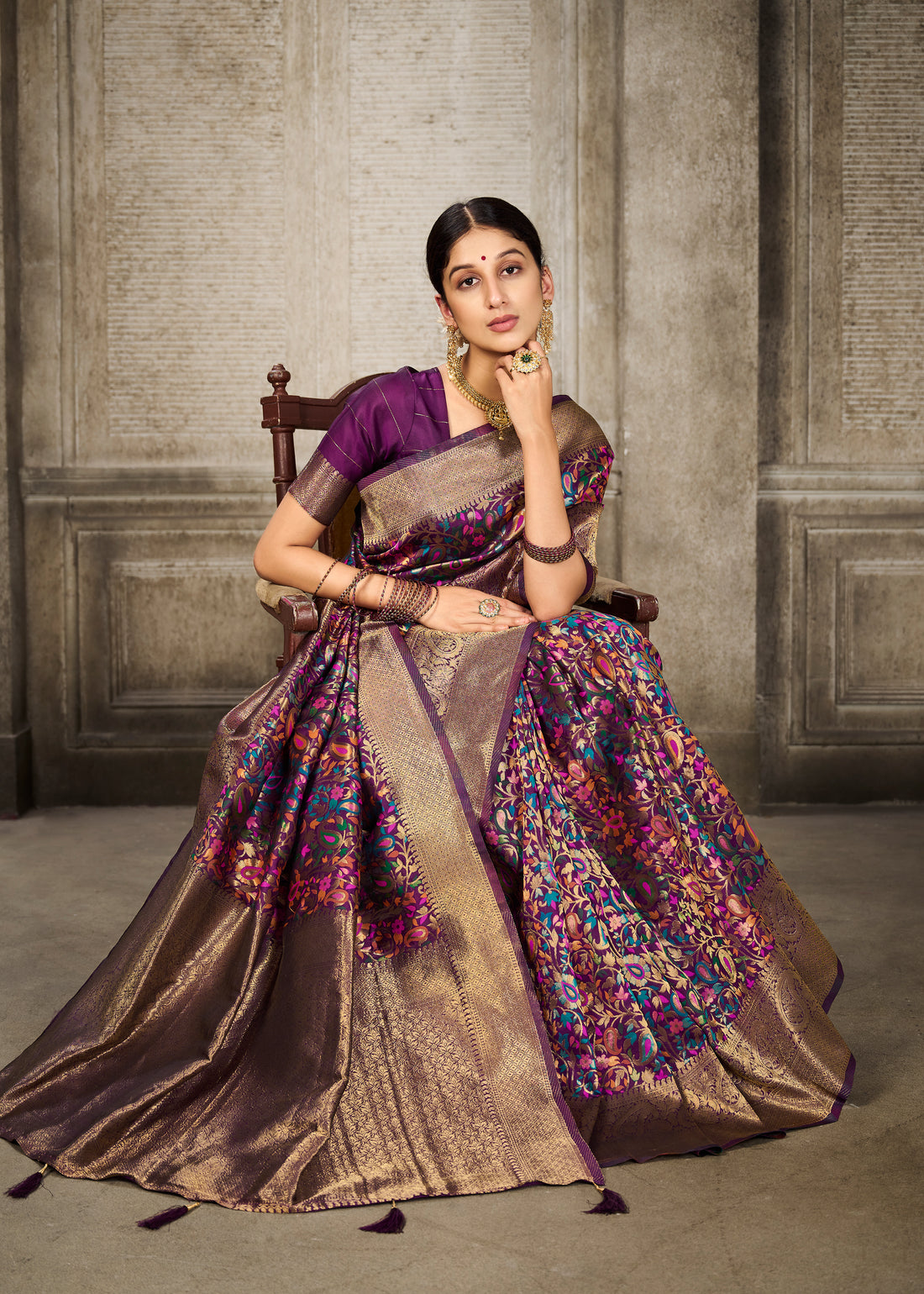 Ishika Fab Wine Banarasi Silk Saree