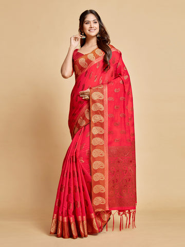 Pink Chanderi Cotton Saree