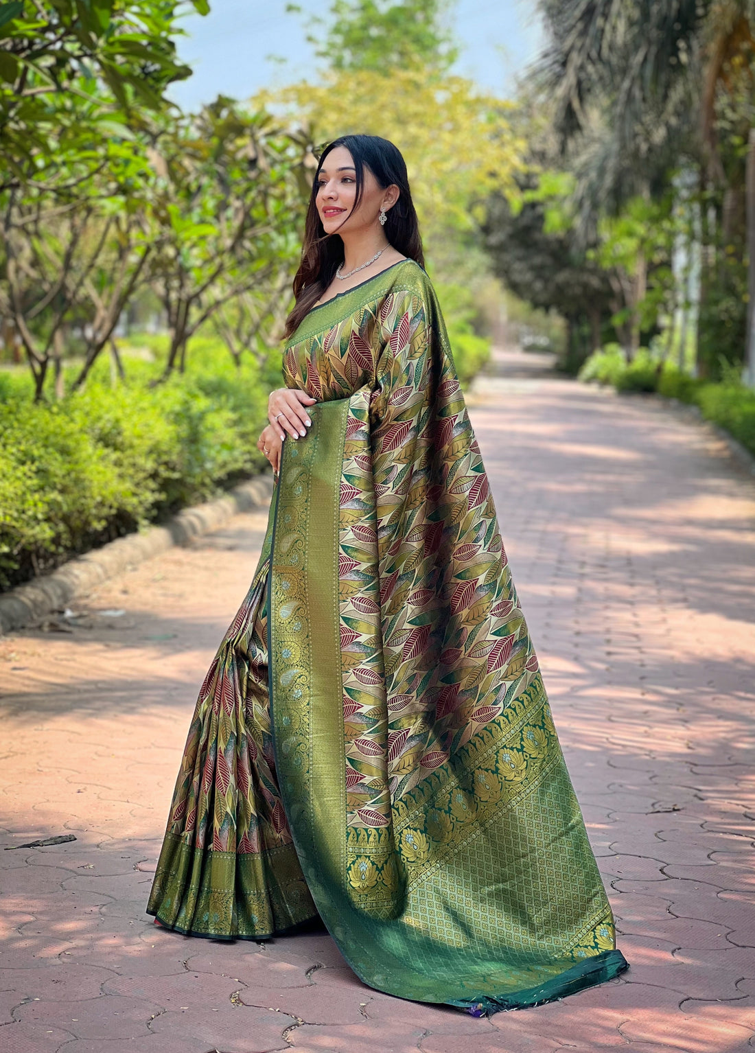 Green Kanchi pattu Silk Saree