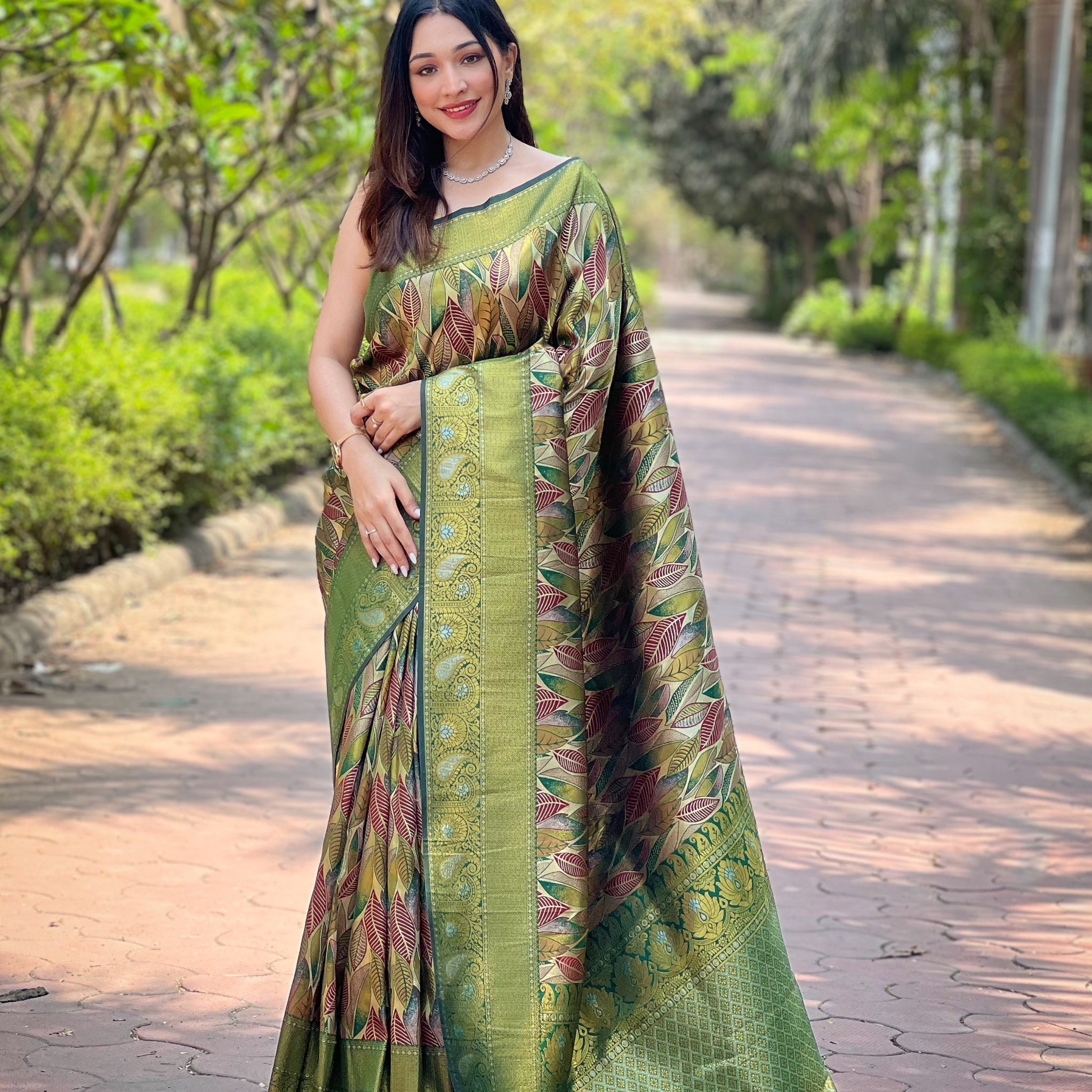 Green Kanchi pattu Silk Saree