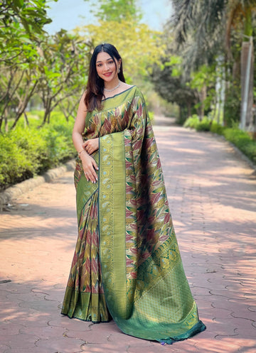 Green Kanchi pattu Silk Saree