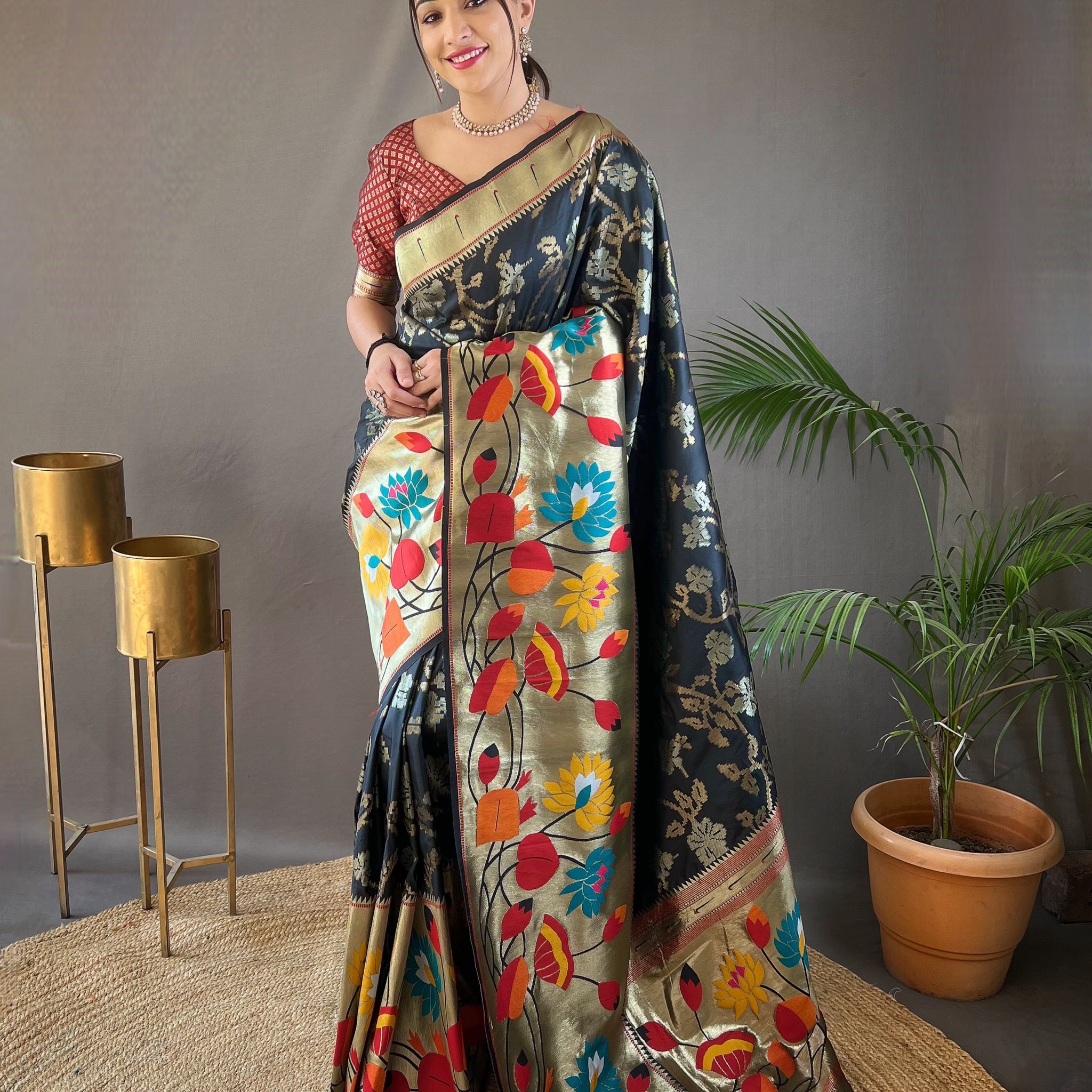 Black Paithani Silk Saree