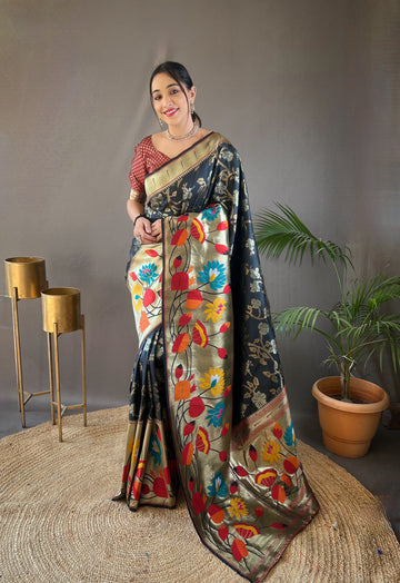 Black Paithani Silk Saree