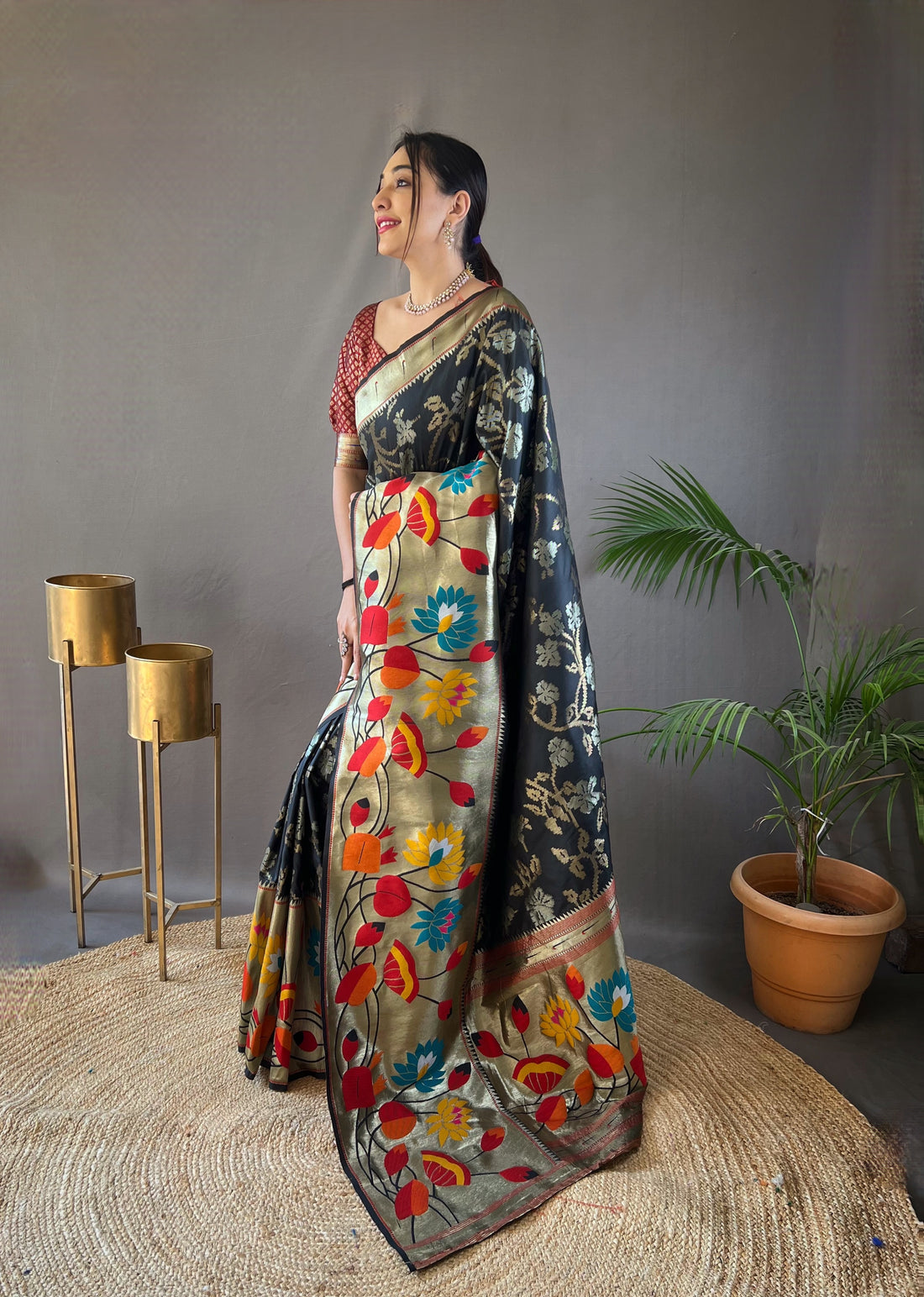 Black Paithani Silk Saree